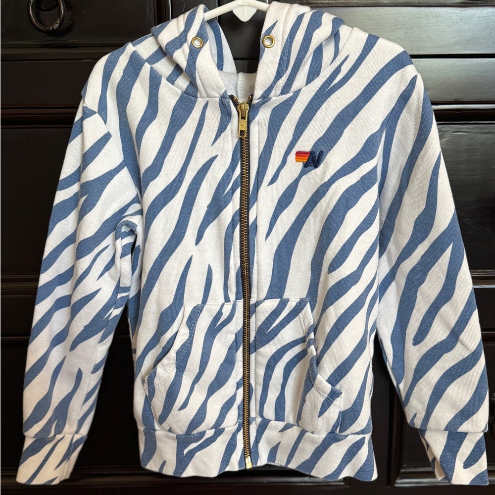Aviator Nation Kids Blue Zebra Hoodie